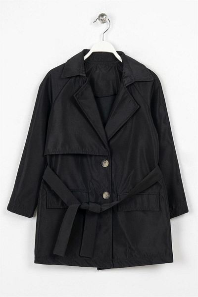 Childrens black trench coat clearance