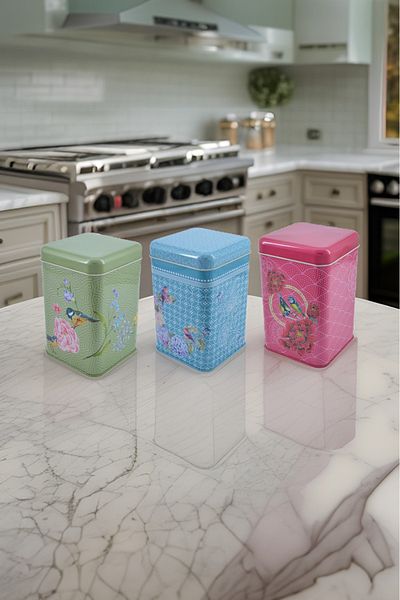 EVLE Square Storage Container 105x105x160 Set of 3, Blooming Efb09d9