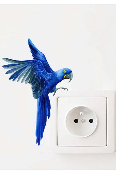 Sim Tasarım - Priză - Autocolant pentru priză decorativă Blue Parrot