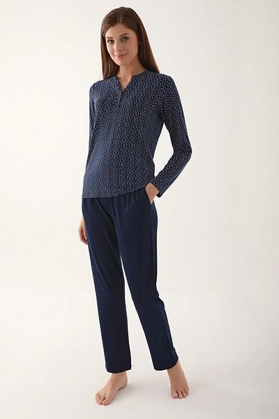 Arnetta Long Sleeve Soft Textured Large Size Pajama Set 2659