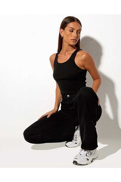 Geppetto Blugi din denim cu talie super înaltă pentru femei din anii '90 Ram Lycra Jean Palazzo