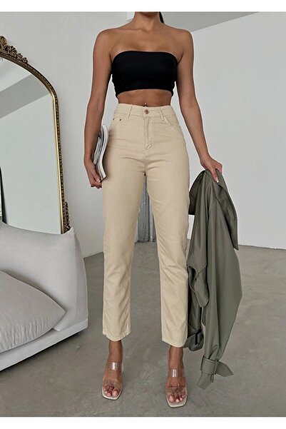 MAKRAS EXCLUSIVE 2024 Model White Ankle Length Jeans Mom Jean