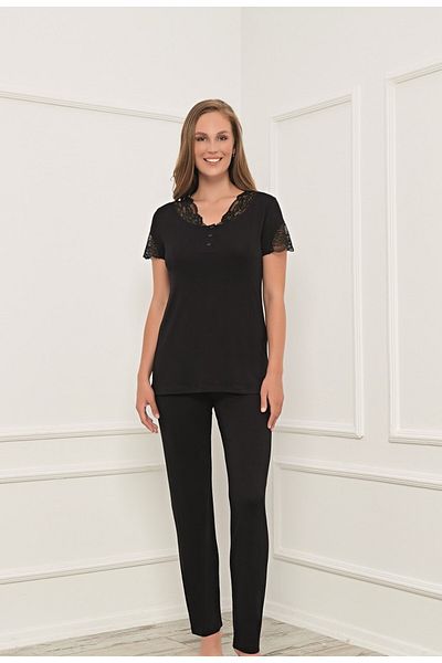 Cotpark 30127 Plus Size Short Sleeve Lace Nightgown Set