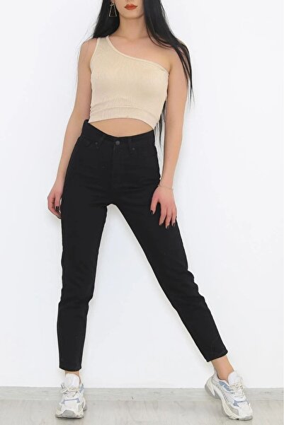 MAKRAS EXCLUSIVE Crne mom jeans sa visokim strukom, ženske boyfriend traperic...