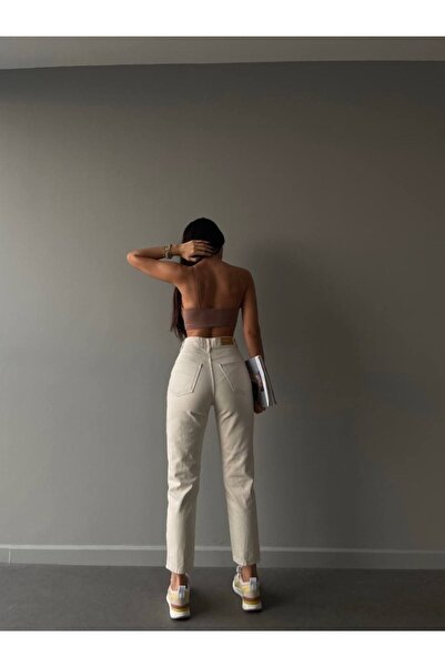 Geppetto Vargasss Beige High Waist Mom Jeans - 2024 Women's Jean