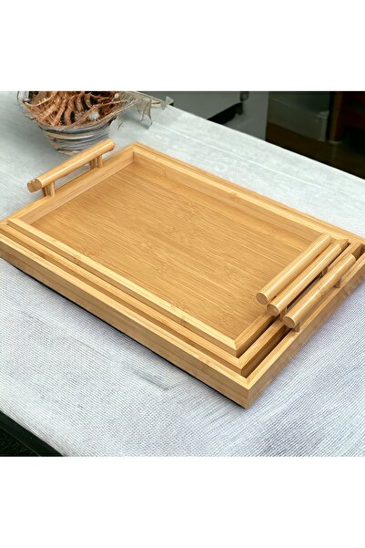 YzHome 1 قطعة صينية مستطيلة من الخيزران صغيرة الحجم صينية تقديم العرض 35*23 س...