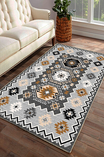 Thalia Home Kaymaz Tabanlı Yıkanabilir Baskılı Mutfak Halısı Koridor Halısı