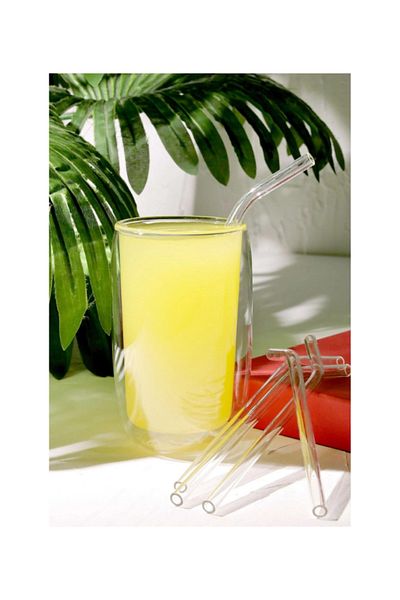 Kadim Vizyon Curved Glass Straw 20 cm 6 Pieces
