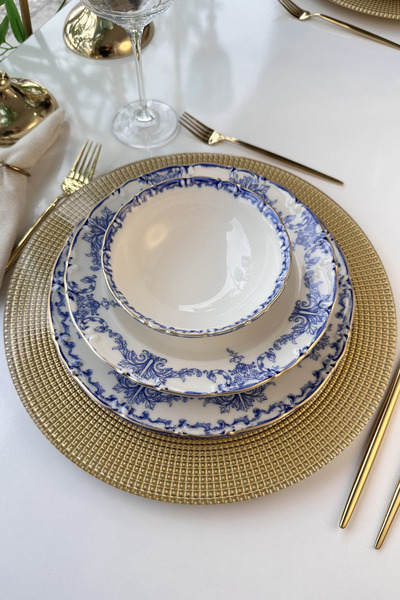 porselenden Royal Queen 18 Parça 6 Kişilik Mat Gold Altın Yaldızlı Porselen Y...