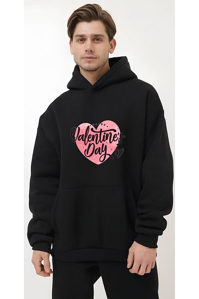 Edizen Happy Valentine Days Special 2024 Oversize Premium 100% βαμβακερό φούτερ με κουκούλα