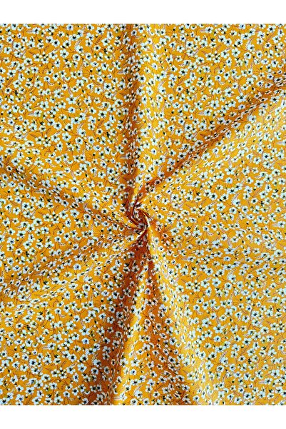 Niks Home %100 Pamuk Desenli Poplin Kumaş - Sarı Çiçek - En: 160cm