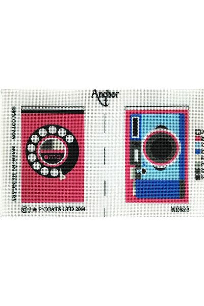 Anchor Printed Unprocessed Tapestry Panel Etamine Nostalgic Phone and Camera Patterned 9x14x2