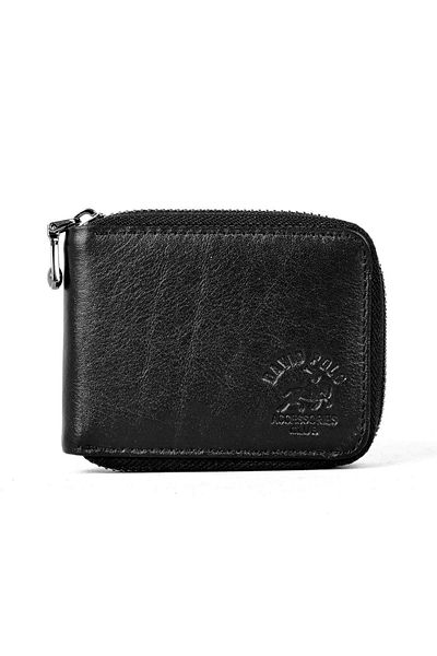 Lal Shoes & Bags Унисекс калъф за карти от естествена кожа с цип - черен
