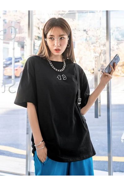 trendgar μαύρο oversize μπλουζάκι με στάμπα πιγκουίνου