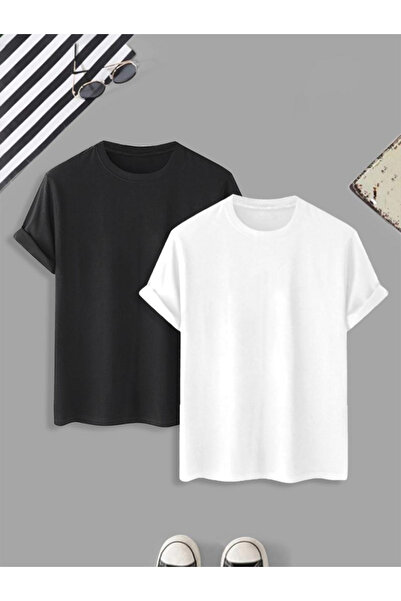 trendgar Double black and white duz oversize T-shirt