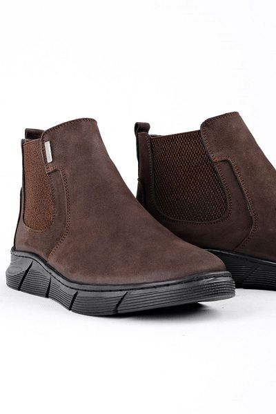 Lal Shoes & Bags Мъжки боти Fallon от естествена кожа с гумени детайли, кафяви