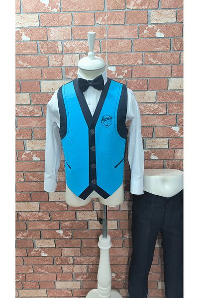 HAYTA Children's Vest Set with Shirt Bahama Navy Blue Turquoise