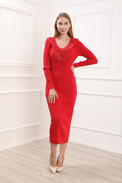 For Angels Red Collar Lace Knitwear Dress 2353203 Std