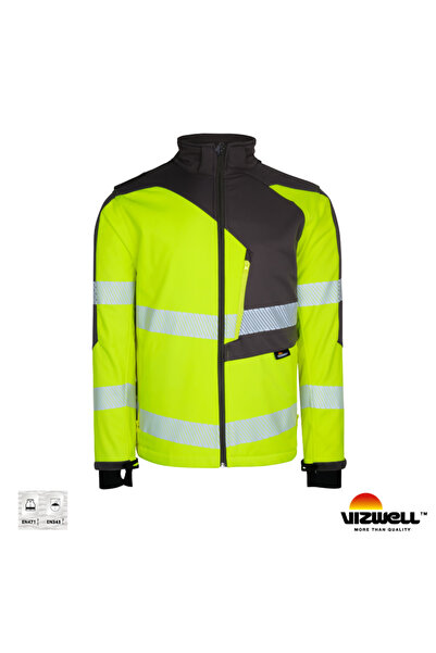 Vizwell ™ Reflektörlü Softshell Model Teknik Sarı Mont