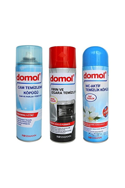 DOMOL Cam Temizleme Köpüğü + Fırın&Izgara Temizleyici Köpük Limonlu+Tuvalet T...