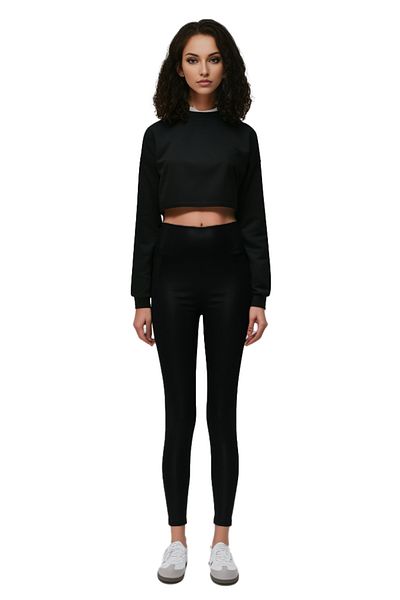 Miss Puddra High Waist Long Sports Leggings Black