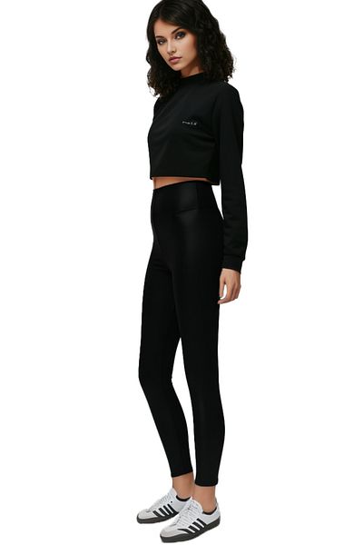 Miss Puddra High Waist Long Sports Leggings Black