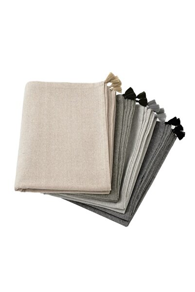 Denizli Concept Black Selendi Table Cloth 150X220 cm - Tasseled Solid Color Table Cloth