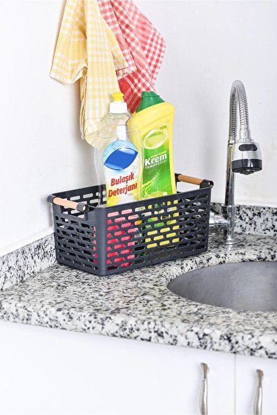 KRM HOME 10 Adet Çok Amaçlı Plastik Tutacaklı Organizer Sepet - Dolap Içi & Çekmece Düzenleyici Sepet - Siyah