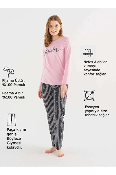 Mod Collection Mod 3794 Kar Tanesi Desenli Pijama Takım