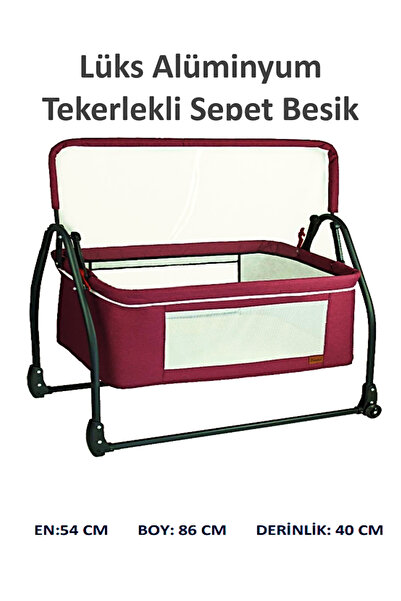 miniklife Keten Fileli Tüllü Alüminyum Katlanır Portatif Sallanır Anne Yanı B...