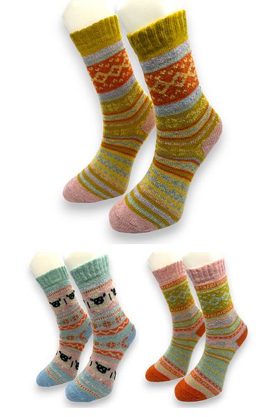CİHO SOCKS Премиум 3 чифта дамски термо чорапи до глезена от вълна алпака, меки, изпрани, норвежки