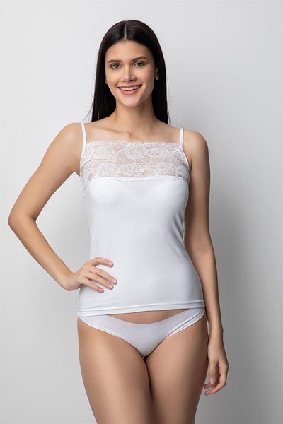 DONEX Hanging Sleeve Cotton Fabric Women's Tank Top with Lace Closure on the Chest