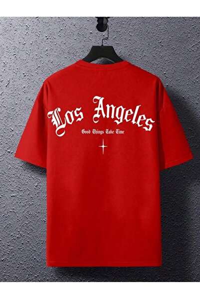 MOONBULL Men's Los Angeles Good Things Back Printed Oversize T-shirt