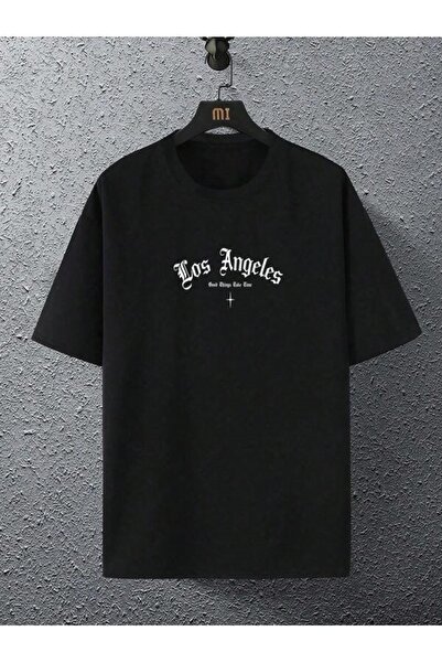 MOONBULL Męski T-shirt oversize z nadrukiem Los Angeles Good Things na plecach