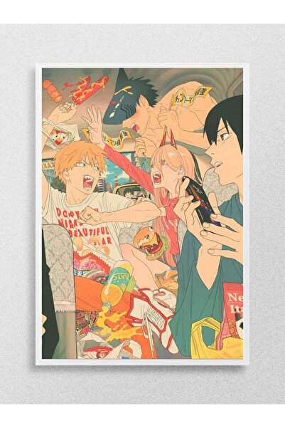 Mudi Store Chainsaw Man Anime Poster Çerçevesiz Yüksek Kalite Anime Duvar Poster