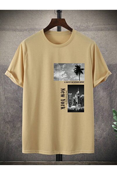 MOONBULL Ανδρικό αριστερό μπλουζάκι στήθος New York Picture Printed Oversize