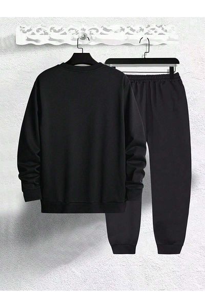 DAXİS Sportwear Company Σετ ανδρικής φόρμας με στάμπα με λαιμόκοψη - DAXİS Sportwear Company
