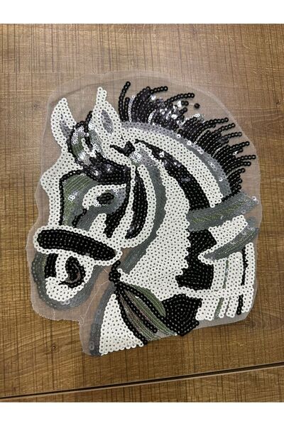 Gönülden Tasarım 25X20 CM PUL PAYETED HORSE EMBROIDERY APPLIQUE ACCESORIUM HO...