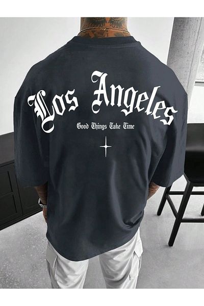 MOONBULL Ανδρικό μπλουζάκι Los Angeles Good Things Back με στάμπα Oversize