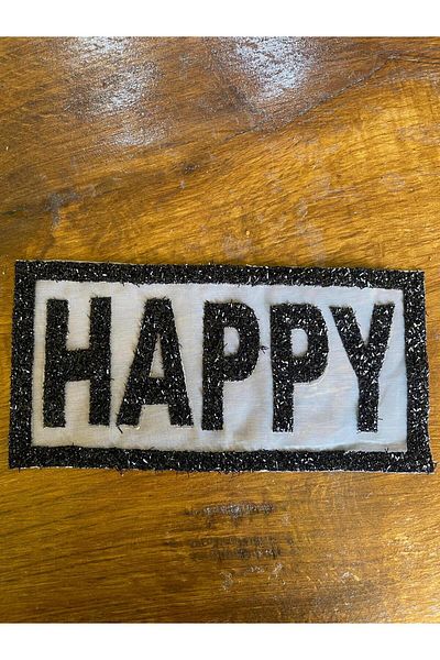 Gönülden Tasarım 11X22 CM TRANSPARENT HAPPY TEXT APPLICAT PATCH PATCH CUCERE ACCESORIUM HOBBY