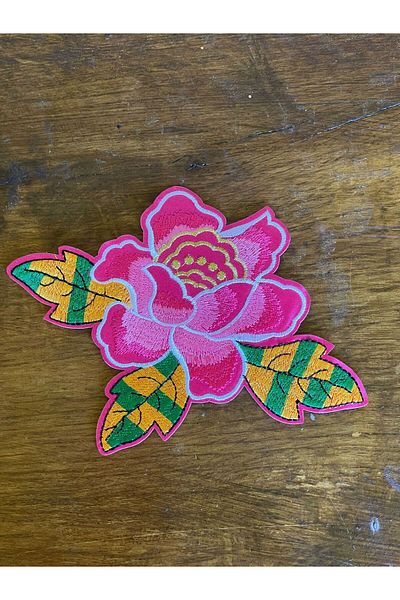 Gönülden Tasarım BRODATĂ CARE SE ADESĂ LA FIER DE FIERĂ APLICATĂ DE FLORI DE TRANDAFIR CULOARE PATCH PATCH CUCERE ACCESORIUL DE HOBI Fucsia