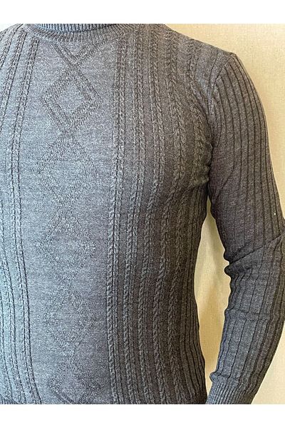 Gönülden Tasarım ΑΝΔΡΙΚΟ ΠΟΥΛΟΒΕΡ ΜΕ ΠΛΗΡΗ ΛΑΙΜΟ SLIM FIT Lycra ΔΙΑΜΑΝΤΙ ΜΕ ΣΧΕΔΙΟ