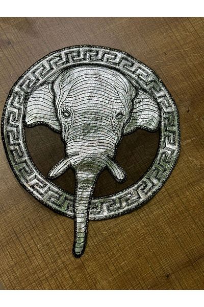 Gönülden Tasarım 24X24CM CULOARE ARGINTIU LUMINOUS ELEFANT EMBLEMA PATCH CUSUT ACCESORII HOBBY