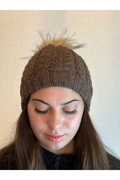 Gönülden Tasarım BRAIDED 100% WOOL POMPOM BEANIE UNISEX BEANIE