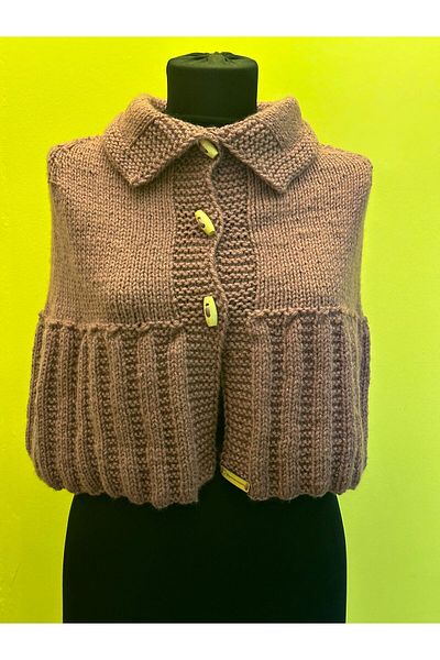 Gönülden Tasarım HAND KNITTED WOMEN'S PONCHO BOLERO SCARF WITH SHEPHERD BUTTONS
