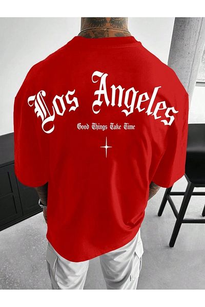 MOONBULL Férfi Los Angeles Good Things Back nyomott nagyméretű póló