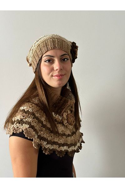 Gönülden Tasarım SET BOLERO DE FEMEI, tricotat manual, CULOARE FLORALĂ