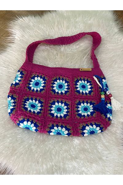 Gönülden Tasarım 27X37 CM GEANT DE UMĂR ETIC AUTENTIC CU MOTIF tricotat manual