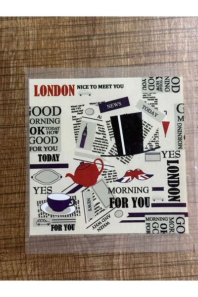 Gönülden Tasarım 10x10 Cm Armă de imprimare de transfer scrisă London care se lipsește cu fierul de călcat