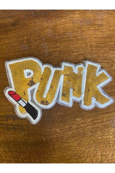 Gönülden Tasarım 22X12 CM Ruj cu paiete PUNK TEXT APPLICAT PATCH PATCH CUSUT ACCESORIUM HOBBY